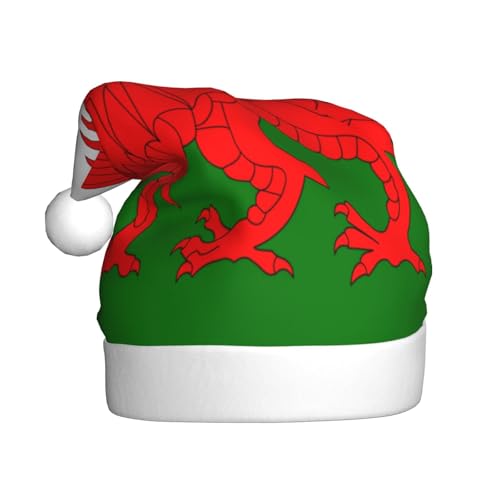 Flagge von Wales, Weihnachtsmütze, Weihnachtsmannmützen für Erwachsene, Samt, bequem, für Neujahrsparty Flagge von Wales, Weihnachtsmütze, Weihnachtsmannmützen für Erwachsene, Samt, bequem, für Neujahrsparty von HMBGFW