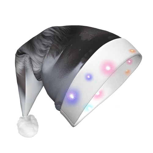 HMBGFW Leuchtender Weihnachtshut mit grauem Haar, Weihnachtshut für Erwachsene mit LED-Beleuchtung, fröhlicher Weihnachtshut für festliche Anlässe HMBGFW Leuchtender Weihnachtshut mit grauem Haar, Weihnachtshut für Erwachsene mit LED-Beleuchtung, fröhlicher Weihnachtshut für festliche Anlässe von HMBGFW