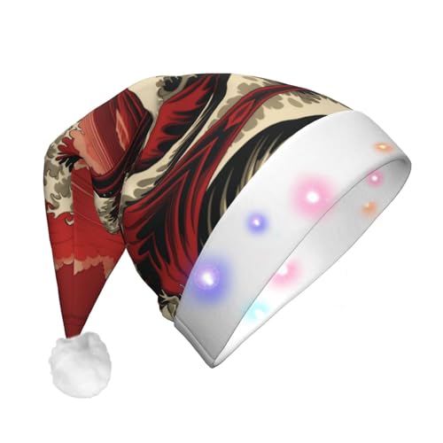 HMBGFW Leuchtender Weihnachtshut mit roten und weißen Wellen - Langer Weihnachtshut für Erwachsene mit LED Beleuchtung, fröhlicher Weihnachtshut für festliche Anlässe HMBGFW Leuchtender Weihnachtshut mit roten und weißen Wellen - Langer Weihnachtshut für Erwachsene mit LED Beleuchtung, fröhlicher Weihnachtshut für festliche Anlässe von HMBGFW