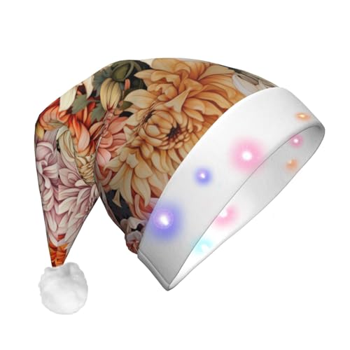 HMBGFW Schöner Weihnachtshut mit Chrysanthemen – langer Weihnachtshut für Erwachsene mit LED-Beleuchtung – fröhlicher Weihnachtshut für festliche Anlässe HMBGFW Schöner Weihnachtshut mit Chrysanthemen – langer Weihnachtshut für Erwachsene mit LED-Beleuchtung – fröhlicher Weihnachtshut für festliche Anlässe von HMBGFW
