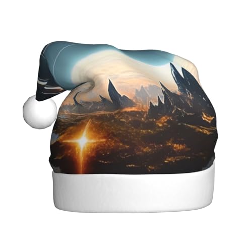 Journey to Earth Fantasy Weihnachtsmütze, Nikolausmützen für Erwachsene, Samt, Komfortmütze für Neujahr, festliche Party von HMBGFW