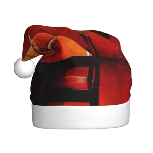 Katze auf dem Tisch Weihnachtsmütze, Nikolausmützen für Erwachsene, Samt, Komfort-Hut für Neujahr, festliche Party Katze auf dem Tisch Weihnachtsmütze, Nikolausmützen für Erwachsene, Samt, Komfort-Hut für Neujahr, festliche Party von HMBGFW