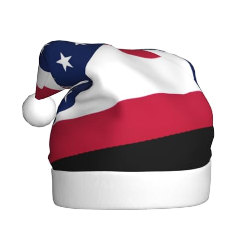 Ohio State Flag Weihnachtsmütze, Weihnachtsmannmützen für Erwachsene, Samt, Komforthut für Neujahr, festliche Party von HMBGFW