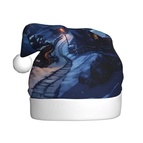 Village on a snowy day Christmas Hat, Santa Hats for Adults Velvet Comfort Hat for New Year Festive Party Village on a snowy day Christmas Hat, Santa Hats for Adults Velvet Comfort Hat for New Year Festive Party von HMBGFW