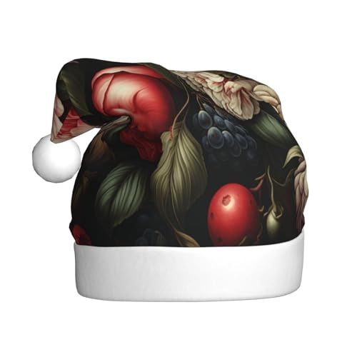 Weihnachtsmütze mit Früchten und Blumen, Weihnachtsmannmützen für Erwachsene, Samt, bequem, für Neujahr, festliche Party Weihnachtsmütze mit Früchten und Blumen, Weihnachtsmannmützen für Erwachsene, Samt, bequem, für Neujahr, festliche Party von HMBGFW