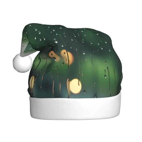 Weihnachtsmütze mit Regen vor dem Fenster, Weihnachtsmannmützen für Erwachsene, Samt, bequem, für Neujahrsparty Weihnachtsmütze mit Regen vor dem Fenster, Weihnachtsmannmützen für Erwachsene, Samt, bequem, für Neujahrsparty von HMBGFW