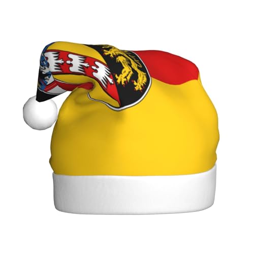 Weihnachtsmütze mit Saarlandflaggen, Weihnachtsmannmützen für Erwachsene, Samt, bequem, für Neujahr, festliche Party von HMBGFW