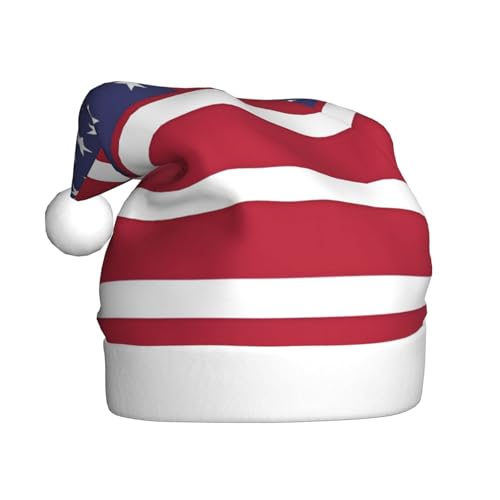 Weihnachtsmütze mit amerikanischer Flagge, Weihnachtsmannmützen für Erwachsene, Samt, bequem, für Neujahrsparty von HMBGFW
