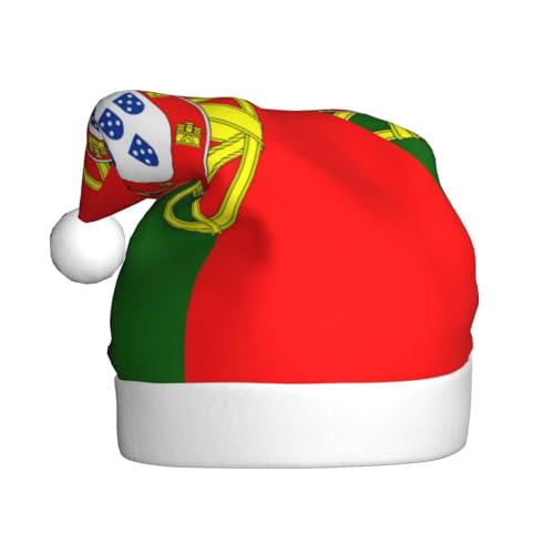 Weihnachtsmütze mit portugiesischer Flagge, Weihnachtsmannmützen für Erwachsene, Samt, bequem, für Neujahrsparty von HMBGFW