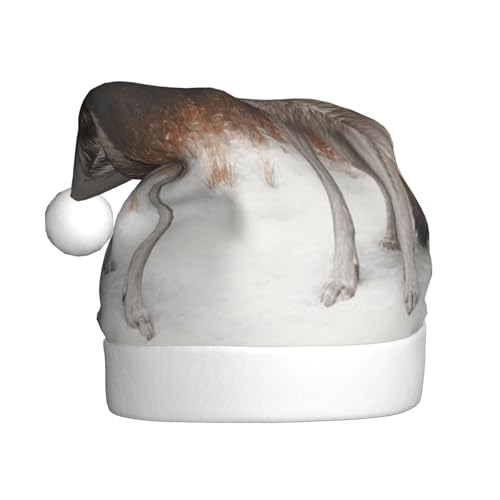 Weihnachtsmütze mit zwei Wölfen im Schnee, Weihnachtsmannmützen für Erwachsene, Samt, bequem, für Neujahrsparty von HMBGFW