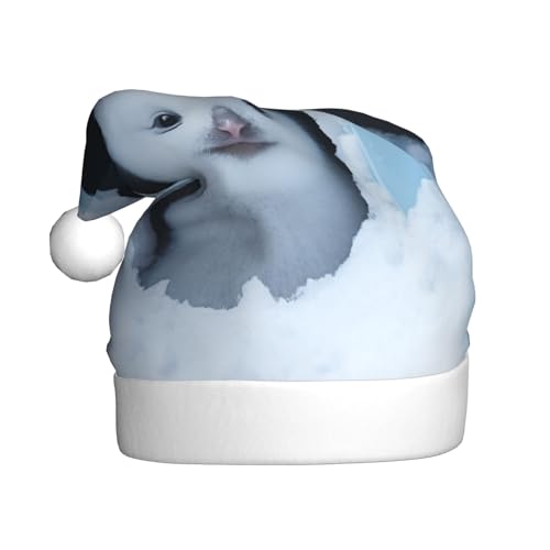 Weiße Pinguin-Weihnachtsmütze, Weihnachtsmannmützen für Erwachsene, Samt, bequem, für Neujahrsparty von HMBGFW