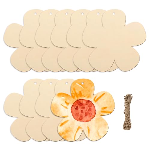 HMCEY 10 Stück Holzblumen Zum Bemalen Mit Loch,Holzblumen Deko Zum Hängen,Holzanhänger Blumen Mit Schnur,Holz Basteln Kinder,Holzscheiben Blumen Holzplättchen,Holzscheiben Zum Basteln für DIY HMCEY 10 Stück Holzblumen Zum Bemalen Mit Loch,Holzblumen Deko Zum Hängen,Holzanhänger Blumen Mit Schnur,Holz Basteln Kinder,Holzscheiben Blumen Holzplättchen,Holzscheiben Zum Basteln für DIY von HMCEY