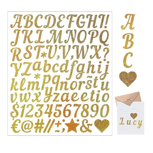 HMCEY 12 Blätter Selbstklebende Buchstaben Aufkleber,Klebebuchstaben Groß Mit Zahlen,Letter Stickers Alphabet,Goldene Glitzerbuchstaben Zum Aufkleben,Wachszahlen Sticker Scrapbook für Hochzeit HMCEY 12 Blätter Selbstklebende Buchstaben Aufkleber,Klebebuchstaben Groß Mit Zahlen,Letter Stickers Alphabet,Goldene Glitzerbuchstaben Zum Aufkleben,Wachszahlen Sticker Scrapbook für Hochzeit von HMCEY