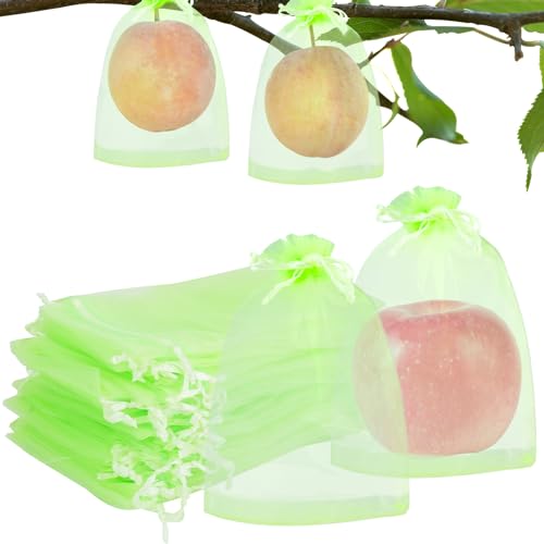 HMIEPRS 150 Stück Obst Schutzbeutel, Wiederverwendbare Traubenschutzbeutel mit Zugband, Garten Organzabeutel Netzbeutel Schützen Weintrauben Pflanzen Gemüse vor Wespen und Vögel (10 * 15cm) von HMIEPRS
