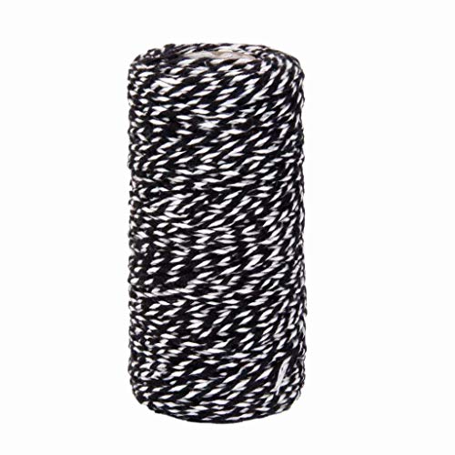 HMILYDYK 100 m Baumwollschnur Seil DIY Handwerk Wand Dekor Schnur Geschenkpapier Schnur Baumwolle Spule Bäckergarn Schwarz und Weiß von HMILYDYK