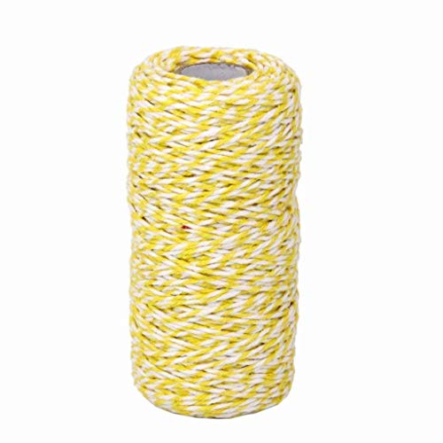 HMILYDYK Geschenkverpackung, Baumwollgarn, 100 m, für Festivals, Basteln, Dekoration, Schnur, Bäcker, Baumwolle, Gelb und Weiß HMILYDYK Geschenkverpackung, Baumwollgarn, 100 m, für Festivals, Basteln, Dekoration, Schnur, Bäcker, Baumwolle, Gelb und Weiß von HMILYDYK