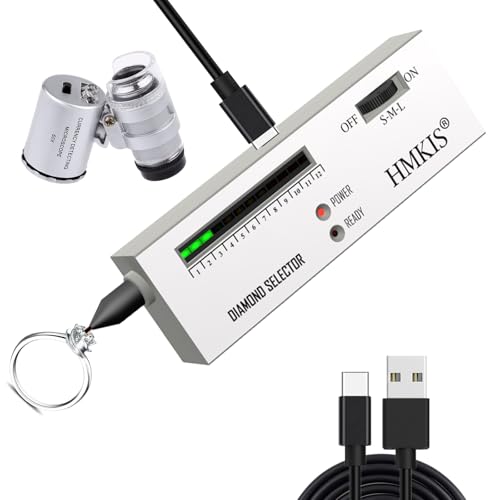 HMKIS Diamant-Teststift, professioneller Schmuck-Diamant-Tester mit 60-facher Schmucklupe, Diamant-Selektor für Anfänger und Experten (nicht wiederaufladbar) von HMKIS
