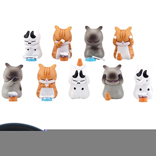 HMLTD Cartoon-Kuchendeckel,Cartoon-Cupcake-Topper | Kuchendeckel Cartoon-Katzenfiguren,Gut strukturierte Katzen-Tischspielzeugpuppe für den Arbeitsbereich, das Kinderzimmer, das Schlafzimmer und das von HMLTD