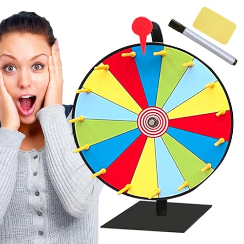 HMLTD Spinnrad für Preise,Drehbares Glücksrad, Drehrad für Preise - 15 Slots Wheel Spinner mit Marker und Radiergummi, Tabletop Roulette Spinner für Classic Series, Fortune Spinning Game von HMLTD