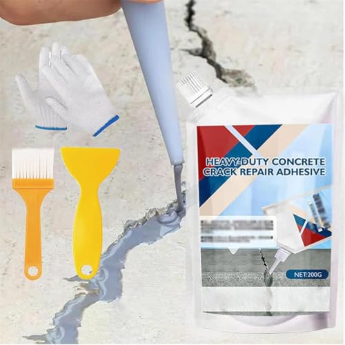 Heavy-Duty Concrete Crack Repair Adhesive,Slab Crack Repair,Quick-Drying Liquid Cement Cracks Filler,for Sealing Household Floor Wall Roof Cracks(200g) (Blac) von HMLVRA