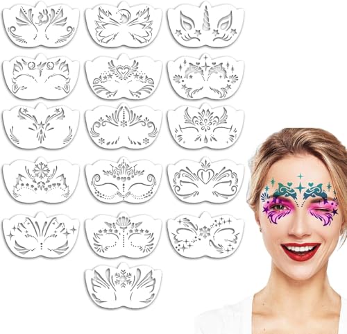 16 Gesichtsbemalungsvorlagen, 16 wiederverwendbare Gesichtsbemalungsmuster für Erwachsene, Ostern, Halloween-Aufführungen und Schulaktivitäten 16 Gesichtsbemalungsvorlagen, 16 wiederverwendbare Gesichtsbemalungsmuster für Erwachsene, Ostern, Halloween-Aufführungen und Schulaktivitäten von HMLZSJ