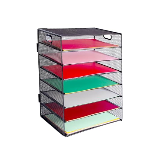 HMXLJJY 7-stöckiger Büro-Schreibtisch, A4-Papier-Brief-Organizer mit Griff, Netz-Schreibtisch-Organizer, Briefablage, Schreibtischablage, Dokumentenablage, Ablage für A4-Aktenordner, Schwarz von HMXLJJY