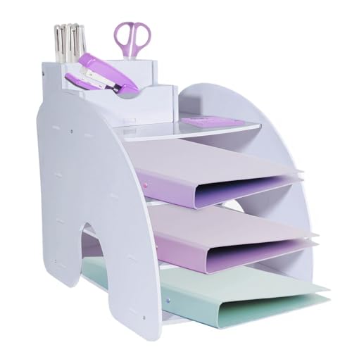 HMXLJJY Briefablage, A4-Papierablage, Büro-Aktenablage, Schreibtisch-Organizer mit stapelbarer Ablage, Schreibtisch-Organizer mit Stifthalter, Weiß HMXLJJY Briefablage, A4-Papierablage, Büro-Aktenablage, Schreibtisch-Organizer mit stapelbarer Ablage, Schreibtisch-Organizer mit Stifthalter, Weiß von HMXLJJY