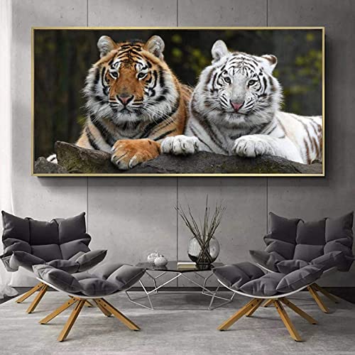 HMXQLW Leinwand Bild Sibirischer Tiger Moderne Tier Bilder Wohnzimmer Deko, Leinwand Bilder Poster und Drucke Wandkunst Malerei Schlafzimmer Wohnzimmer Rahmenlos (30X60CM) von HMXQLW