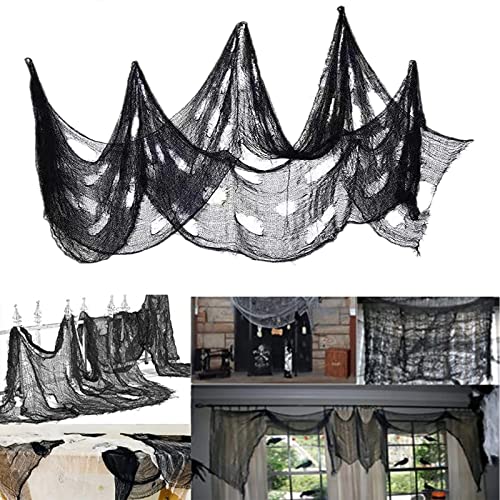 Halloween Deko Stoff, 500 x 76 Schwarz Dekogewebe Gruseliges Tuch sorgt, Deko Halloween für Indoor Tischdekoration Halloween Party Tür und Fenster Karneval Garten Horror Deko Outdoor Halloween Deko Stoff, 500 x 76 Schwarz Dekogewebe Gruseliges Tuch sorgt, Deko Halloween für Indoor Tischdekoration Halloween Party Tür und Fenster Karneval Garten Horror Deko Outdoor von HMYCL