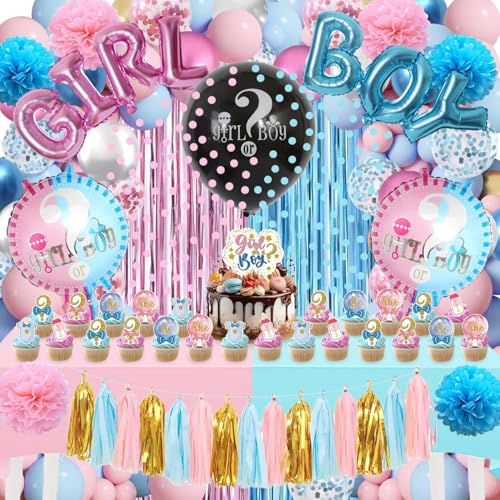 Gender Reveal Party Dekoration 118 Pcs,Gender Reveal Balloon,Ballonbogen Blau Rosa,Boy or Girl Ballon,Junge Oder Mädchen Geschlecht Offenbaren Dekorationen,mit Konfetti Tischdecke Kuchendekoration Gender Reveal Party Dekoration 118 Pcs,Gender Reveal Balloon,Ballonbogen Blau Rosa,Boy or Girl Ballon,Junge Oder Mädchen Geschlecht Offenbaren Dekorationen,mit Konfetti Tischdecke Kuchendekoration von HMYHONDI
