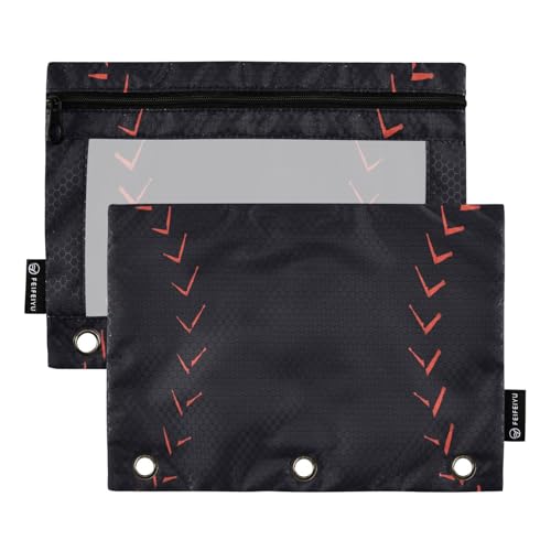 Federmäppchen für 3-Ring-Ordner, Sport-Baseballtaschen mit Reißverschluss, Stiftehalter mit Sichtfenster, Schule, Klasse, Büro, 2 Stück von HMZXZ