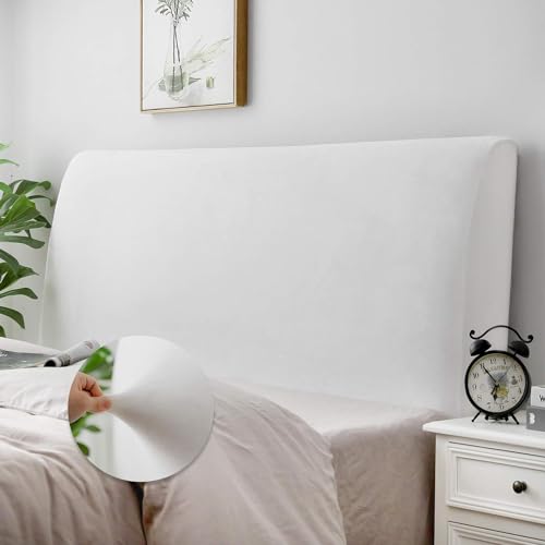 Bett Kopfteil Bezug, Kopfteilbezug Für Bett,Strecken Bett Kopfteil Abdeckung Für Twin Queen King Bett, Weicher Strecken Samtstoff Staubdicht, Verdickt All-Inclusive Kopfteil Husse(120--140CM,White) von HNBCYRND