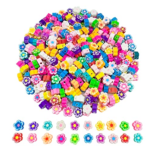 200 Stück Blumen Polymer Clay Perlen, Blumen Perlen für Armband Halskette Schmuckherstellung (gemischte Blumen) von HNBXH