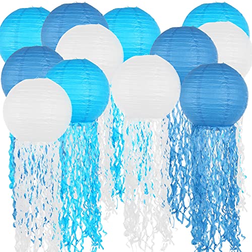 12 Stück Quallen-Papierlaternen, hängende Dekoration, weiß, königsblau, hellblau, hängende Meerjungfrauen-Wünsche, Laterne für Meerjungfrauen-Thema, Geburtstag, Ozean-Themen-Party-Dekorationen, 12 Stück Quallen-Papierlaternen, hängende Dekoration, weiß, königsblau, hellblau, hängende Meerjungfrauen-Wünsche, Laterne für Meerjungfrauen-Thema, Geburtstag, Ozean-Themen-Party-Dekorationen, von HNBun