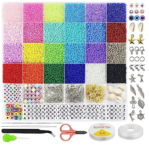 HNCOWPTU Plättchen für armbänder zum auffädeln,16800 Stück 2mm Bunte Glasperln Selber Machen Set Armbänder Selber Machen mit Smiley, Buchstaben Perlen und Anhänger für Geburtstage,Partys,Weihnachten HNCOWPTU Plättchen für armbänder zum auffädeln,16800 Stück 2mm Bunte Glasperln Selber Machen Set Armbänder Selber Machen mit Smiley, Buchstaben Perlen und Anhänger für Geburtstage,Partys,Weihnachten von HNCOWPTU