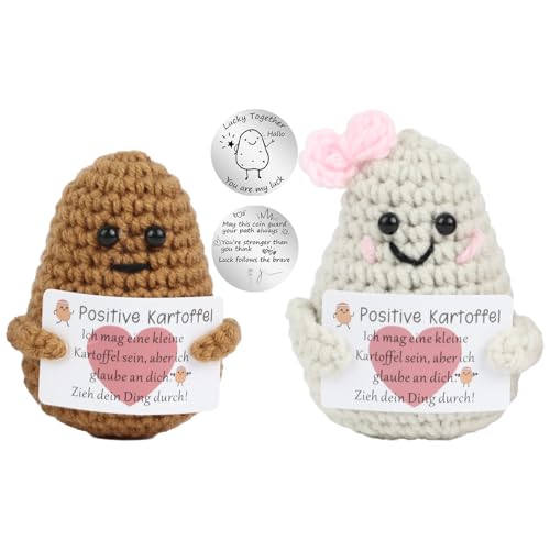 HNCY Pocket Hug Positive Kartoffel, Kreative Strickwolle Positive Potato Puppe und Kleine Umarmung Glücksbringer, Mutmacher Geschenk, Romantische Geschenke für Freundin Kleine, Geschenke für Frauen von HNCY