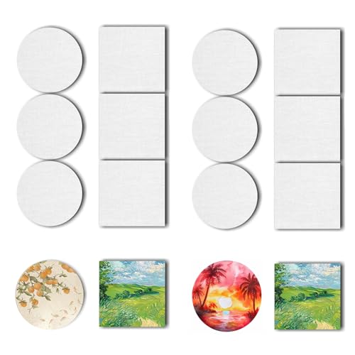 Set mit 12 magnetischen Mini-Leinwandtafeln – 7,5 cm Baumwoll-Leinwand Paneele für Acryl-, Öl- und Aquarellmalerei, kleine wiederverwendbare Kunstleinwände mit magnetischer Rückseite, ideal für von HNFKOZ
