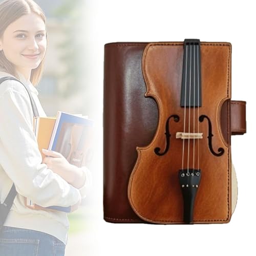 HNGKGJBL 1/2 PCS Journaling-Notizbuch, Arbeitsnotizbuch mit Violinen-Design, PU-Leder-Tagebuch für Studium, Lehrer, College, Journaling, Rezept, Schultreffen(1 PCS Dark brown) von HNGKGJBL