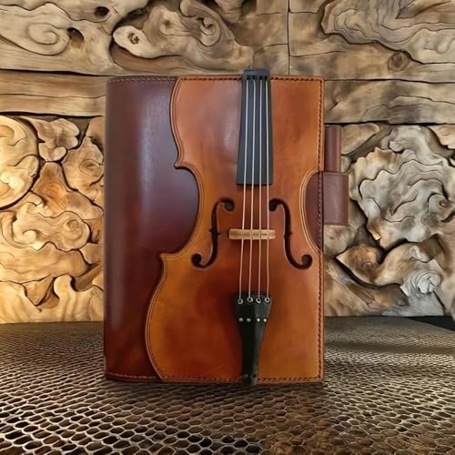 HNGKGJBL Vintage Violinen-Notizbuch aus Leder, Retro-Tagebuch mit musikalischem Design, handgenähter Notenblock, Schreibnotizbuch, Geschenk für Musiker und Sammler HNGKGJBL Vintage Violinen-Notizbuch aus Leder, Retro-Tagebuch mit musikalischem Design, handgenähter Notenblock, Schreibnotizbuch, Geschenk für Musiker und Sammler von HNGKGJBL