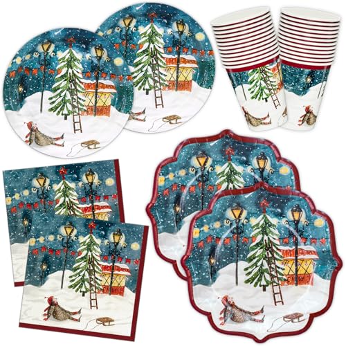 HNH 96 Weihnachten Pappteller, Servietten, Pappbecher, Dessertteller Partygeschirr Set, Weihnachtsteller, Weihnachtsservietten, Weihnachtsbecher, Mädchen sitzt im Schnee HNH 96 Weihnachten Pappteller, Servietten, Pappbecher, Dessertteller Partygeschirr Set, Weihnachtsteller, Weihnachtsservietten, Weihnachtsbecher, Mädchen sitzt im Schnee von HNH