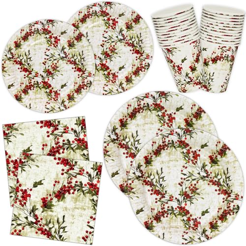 HNH 96 Weihnachten Pappteller, Servietten, Pappbecher, Dessertteller Partygeschirr Set, Weihnachtsteller, Weihnachtsservietten, Weihnachtsbecher, Stechpalmenfrucht HNH 96 Weihnachten Pappteller, Servietten, Pappbecher, Dessertteller Partygeschirr Set, Weihnachtsteller, Weihnachtsservietten, Weihnachtsbecher, Stechpalmenfrucht von HNH
