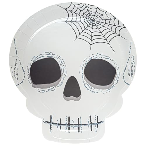 HNH Pappteller Set für Halloween Schädelform Papierteller 30 Stück Partyteller Partygeschirr Dekoration von HNH