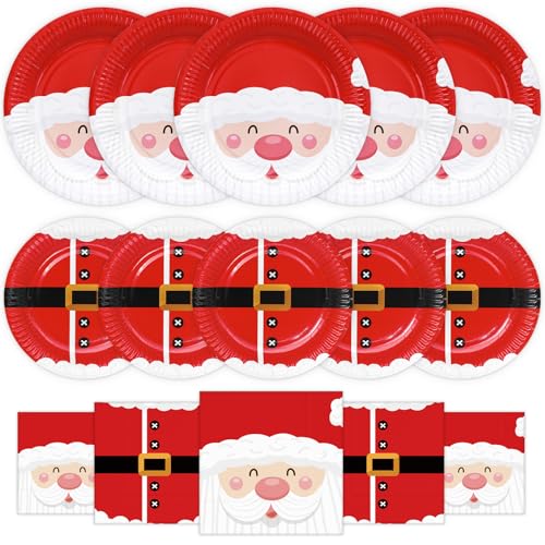 HNH Weihnachtsmann Pappteller Servietten Set 48er-Set für 16 Personen Weihnachtsteller Weihnachtsservietten Dessertteller Rot Partygeschirr für Weihnachten Tischdeko HNH Weihnachtsmann Pappteller Servietten Set 48er-Set für 16 Personen Weihnachtsteller Weihnachtsservietten Dessertteller Rot Partygeschirr für Weihnachten Tischdeko von HNH