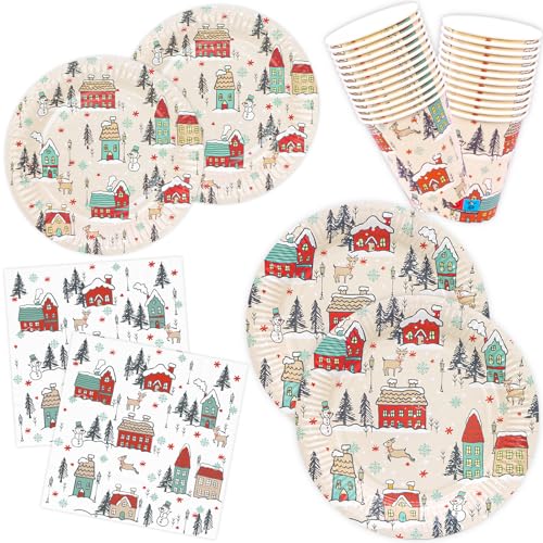 Weihnachten Pappteller Servietten und Pappbecher Partygeschirr 100er Set Weihnachtsdorf Weihnachtsteller Weihnachtsservietten Weihnachtsbecher Weihnachten Pappteller Servietten und Pappbecher Partygeschirr 100er Set Weihnachtsdorf Weihnachtsteller Weihnachtsservietten Weihnachtsbecher von HNH