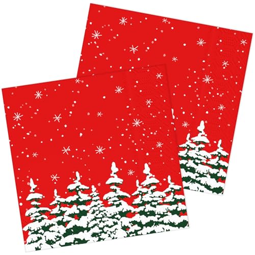 Weihnachten Servietten 50 Stück Schneelandschaft Rot Papierservietten Party Servierten 33 x 33 cm Weihnachtsservietten Weihnachten Servietten 50 Stück Schneelandschaft Rot Papierservietten Party Servierten 33 x 33 cm Weihnachtsservietten von HNH