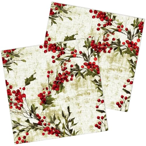 Weihnachten Servietten 50 Stück Stechpalme Kirsche Papierservietten Party Servierten 33 x 33 cm Weihnachtsservietten Weihnachten Servietten 50 Stück Stechpalme Kirsche Papierservietten Party Servierten 33 x 33 cm Weihnachtsservietten von HNH