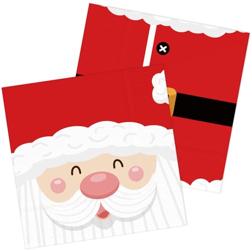 Weihnachten Servietten 50 Stück Weihnachtsmann Papierservietten Rot Party Servierten 33 x 33 cm Weihnachtsservietten von HNH