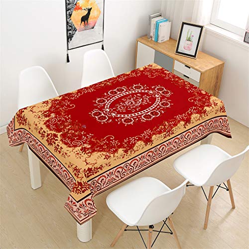 HNHDDZ Tischdecke Wasserdicht Rechteckige Wasserabweisend Bohemia Indian Rot Blau Gelb Braun Tischtuch Draussen Tapisserie Küchentischabdeckung für Outdoor Garten Tischwäsche 100x140 cm von HNHDDZ