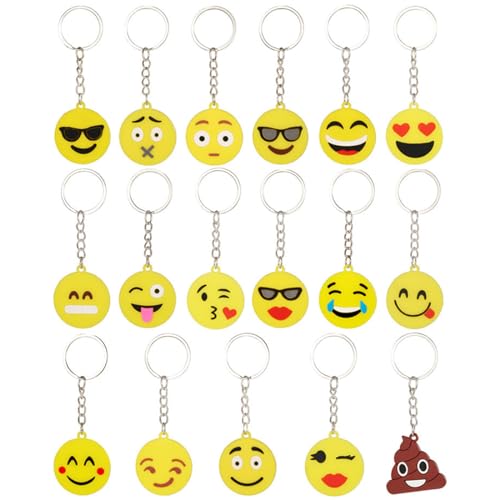 HNJUSR 30 Stück Mini Emoji Schlüsselanhänger Tasche Anhänger,Emoji Schlüsselanhänger, Emoji Mini Schlüsselanhänger,Mitgebsel Geschenk Gastgeschenk für Kinder Party Geburtstag Party(3,5 cm x 8,5 cm) von HNJUSR