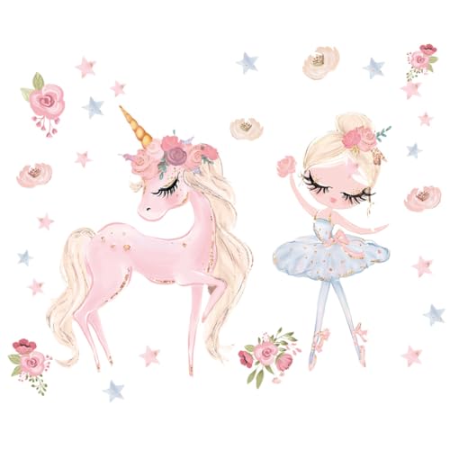 Wandtattoo Regenbogen Einhorn Wandaufkleber Wolken Schmetterlinge Mädchen Wandsticker Wanddeko für Mädchenzimmer Kinderzimmer Babyzimmer Einhorn Wandaufkleber Mädchen von HNJUSR